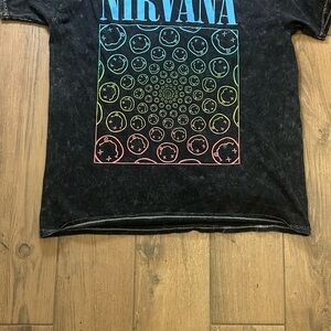 NIRVANA Black Short Sleeve Tee with Vibrant Spiral Design
